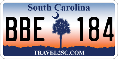 SC license plate BBE184