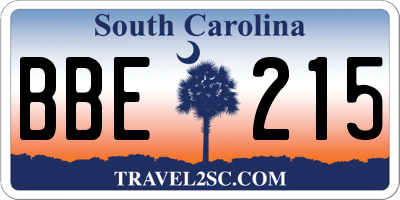 SC license plate BBE215