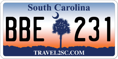 SC license plate BBE231