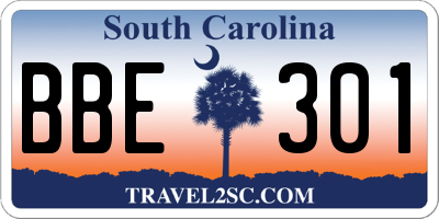 SC license plate BBE301