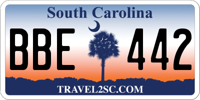 SC license plate BBE442