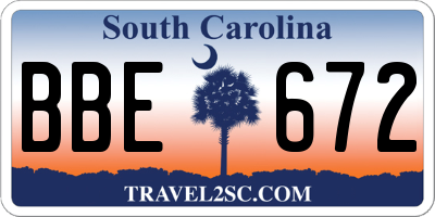 SC license plate BBE672