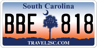 SC license plate BBE818