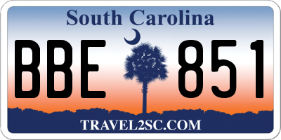 SC license plate BBE851
