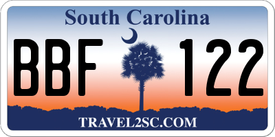 SC license plate BBF122