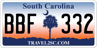 SC license plate BBF332