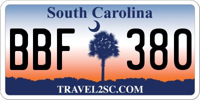 SC license plate BBF380