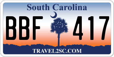 SC license plate BBF417