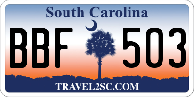 SC license plate BBF503