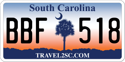 SC license plate BBF518