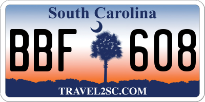 SC license plate BBF608