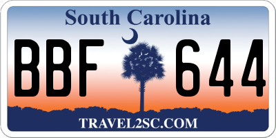SC license plate BBF644