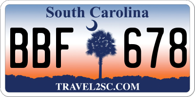 SC license plate BBF678