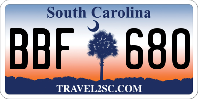 SC license plate BBF680