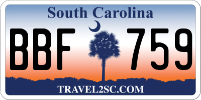 SC license plate BBF759