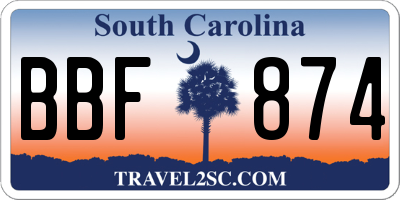 SC license plate BBF874