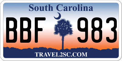 SC license plate BBF983