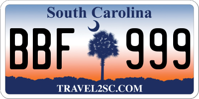 SC license plate BBF999