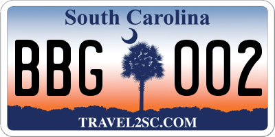 SC license plate BBG002