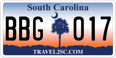 SC license plate BBG017