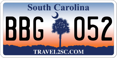 SC license plate BBG052