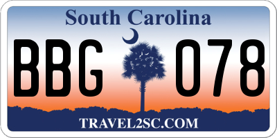 SC license plate BBG078