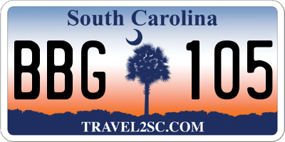 SC license plate BBG105