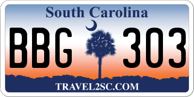 SC license plate BBG303