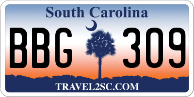 SC license plate BBG309