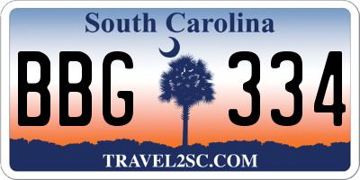 SC license plate BBG334
