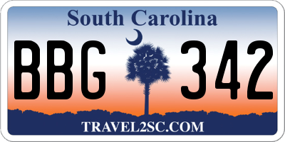 SC license plate BBG342