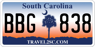 SC license plate BBG838