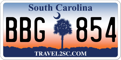 SC license plate BBG854