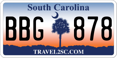 SC license plate BBG878