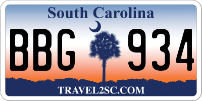SC license plate BBG934
