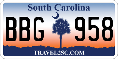 SC license plate BBG958