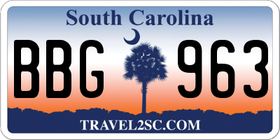 SC license plate BBG963