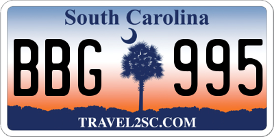 SC license plate BBG995