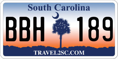 SC license plate BBH189