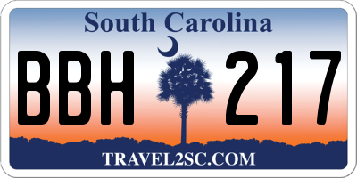 SC license plate BBH217