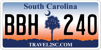 SC license plate BBH240
