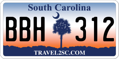SC license plate BBH312