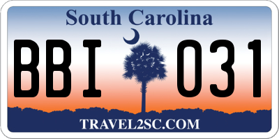 SC license plate BBI031