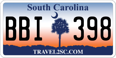 SC license plate BBI398