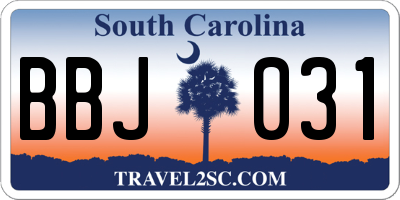 SC license plate BBJ031