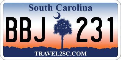SC license plate BBJ231