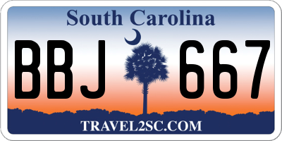 SC license plate BBJ667