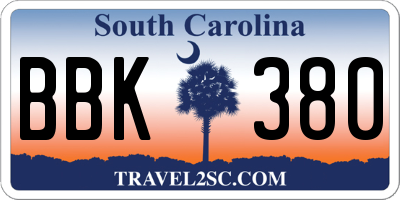 SC license plate BBK380