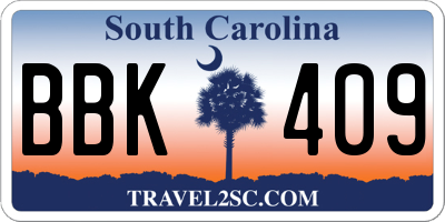 SC license plate BBK409