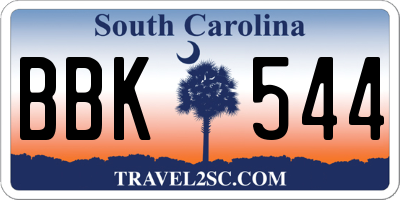 SC license plate BBK544